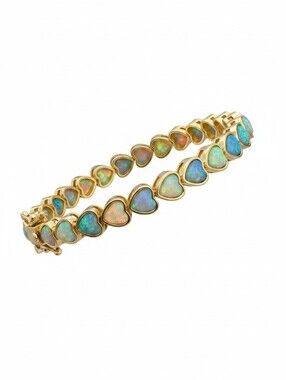 NEO RELIQUE  Nwt Gold Heart Opal Bracelet - Iridescent Blue/White